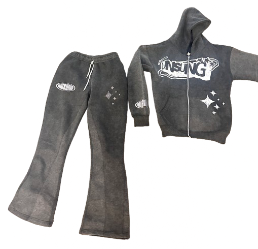 UNSUNG STAR ZIP UP SET - BLACK