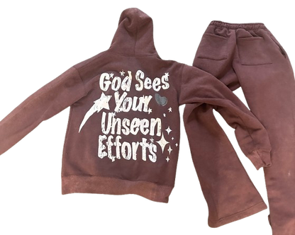 UNSUNG STAR ZIP UP SET- BROWN