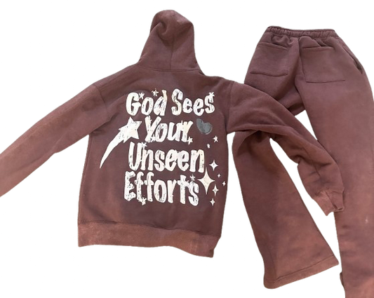 UNSUNG STAR ZIP UP SET- BROWN